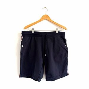 Moncler Pantalone Corto Shorts Navy side stripe drawstring waist